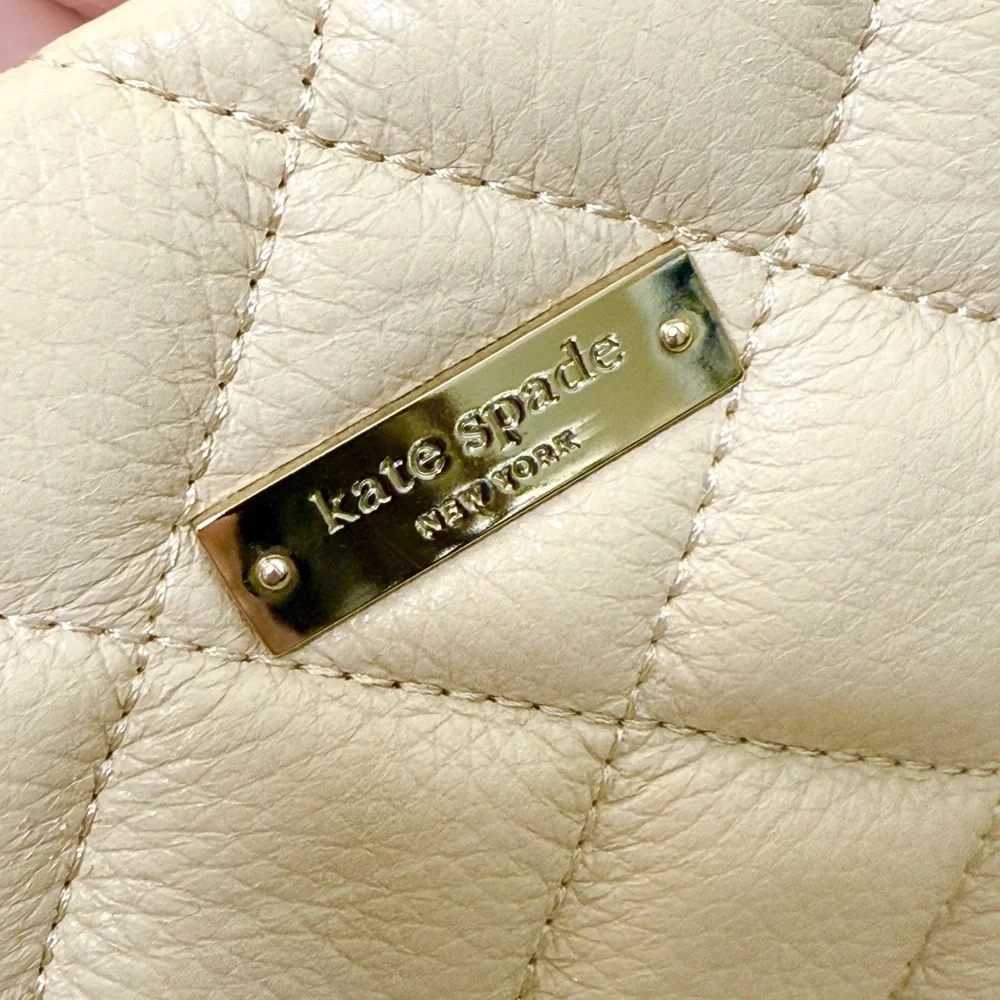 Kate Spade Beige Quilted Tote Bag